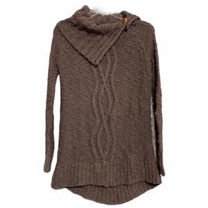 Anthro Moth Chocolate Brown Sweater‎ Cowl Neck Button Detail